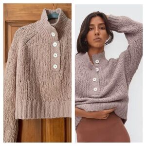 EVERLANE Lofty-Knit Henley Sweater Alpaca XS 0